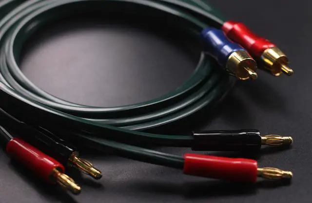Alt view image 3 of 5 - C-JN OFC Speaker Wire Pair with RCA Male (Blue & Red) to 2 Pair Banana4banana Plugs, C-JN (2M(6.5ft))
