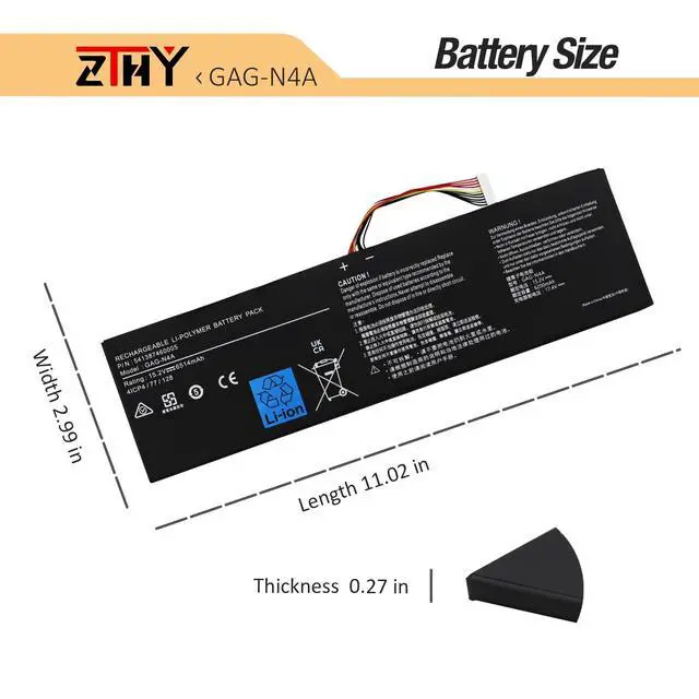 Alt view image 7 of 7 - GAG-N4A Laptop Battery Replacement for Gigabyte Aorus 15 XE5 15X ASF 17 XE4 | 17X AZF, Aorus 15G KB KC XB XC WB YB YC, Aorus 15P XC XD YD, Aorus 17G YD 17H, Aero 15 OLED XD, Aero 16 XE5 15.2V 6514mAh