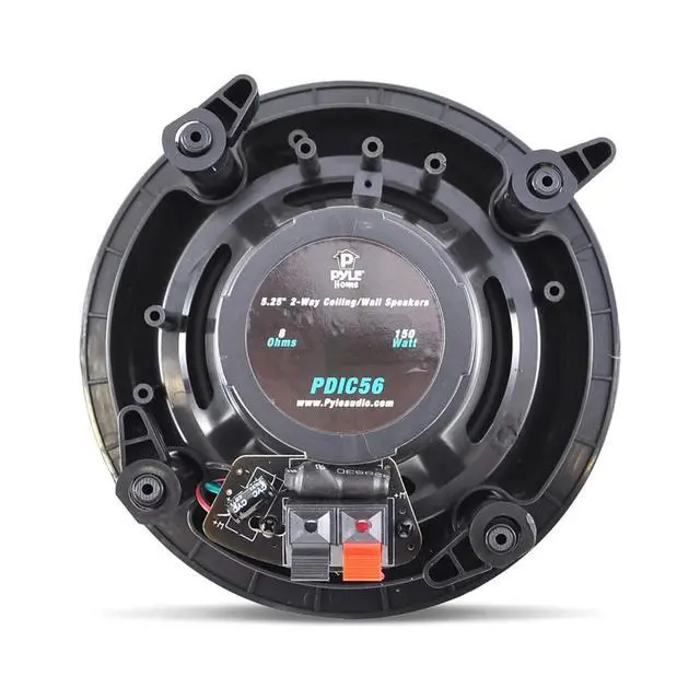 Alt view image 2 of 7 - 5.25'' In-Wall/In-Ceiling Dual Speakers (Pair) - 2-Way Woofer Speaker System 1/2 Polymer Tweeter Flush Mount w/ 80Hz - 20kHz Frequency Response 150 Watts Peak 8 Ohm Rating - PDIC56 (White)