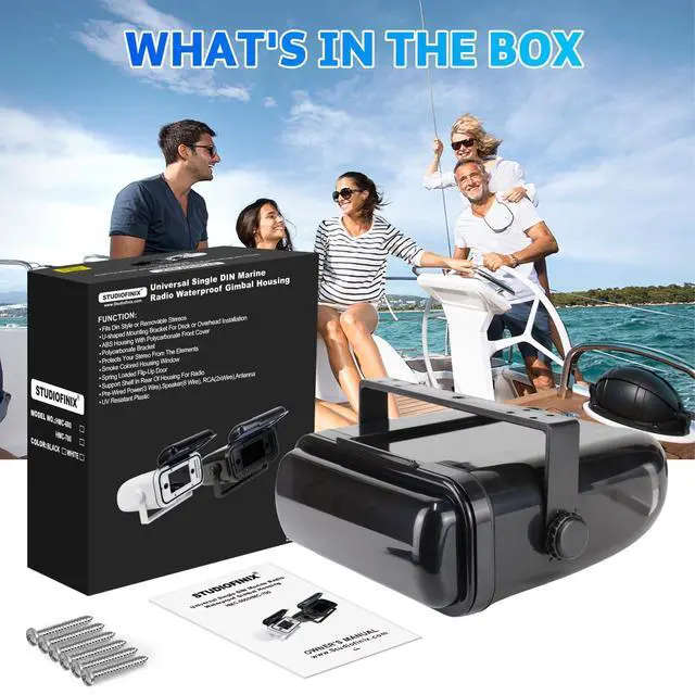 Alt view image 7 of 7 - Durable Water Resistant Radio Stereo Cover Waterproof Boat Stereo Protector Shield with Flip-Up Door UV-Resistant ABS Housing, Includes Mounting Gasket (Black)