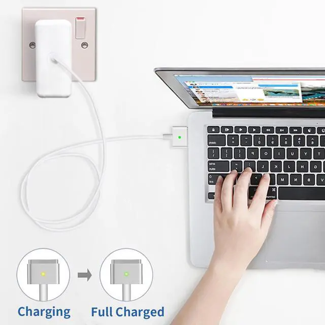 Alt view image 4 of 6 - Mac Book Air Charger Replacement, 45W Power T-tip Magnetic DC Connector Adapter for Mac Book Air 11 inch and 13 inch (Between 2012-2017) (White)