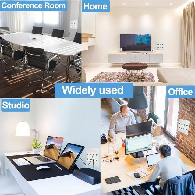 Alt view image 6 of 6 - 8 Port Ethernet Wall Plate White Cat6 Keystone Jack RJ45 Outlet Network Cables Inline Coupler Wires Connector Date Box Cover with 2Gang Low Voltage Mount