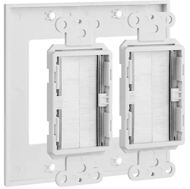 Alt view image 2 of 4 - 2-Gang Brush Wall Plate 6-Pack, Dual Gang Wall Plate for Cables Pass Through Wall Plate Cover, The brush plate and wall plate for Home Theater, HDTV, HDMI Cable Pass Through, White