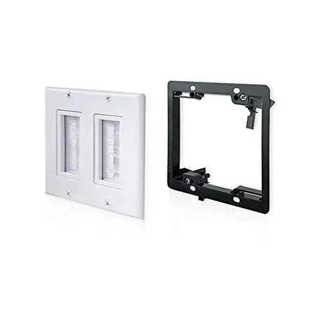 Alt view image 4 of 4 - 2-Gang Brush Wall Plate 6-Pack, Dual Gang Wall Plate for Cables Pass Through Wall Plate Cover, The brush plate and wall plate for Home Theater, HDTV, HDMI Cable Pass Through, White
