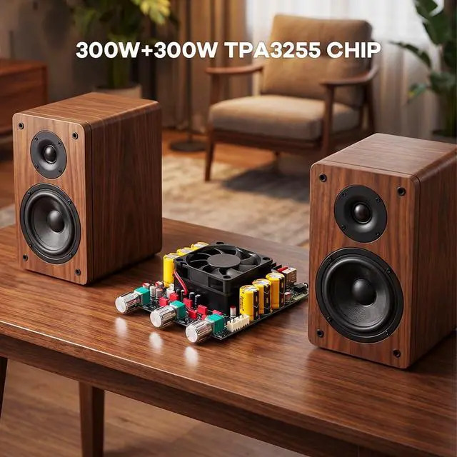 Alt view image 6 of 6 - TPA3255 Bluetooth 5.3 Power Amplifier Board 300W+300W | 2.0 Channel Stereo HiFi Digital Amp Board Audio Receiver with Treble Bass Control for DIY Passive Speakers