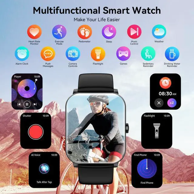 Alt view image 6 of 7 - Smart Watch, 1.85" Smartwatch for Men Women (Answer/Make Call), Heart Rate, Sleep Monitor, Pedometer, Spo2, Activity Tracker, IP68 Waterproof Fitness Watch for Android iOS (Rose Gold)