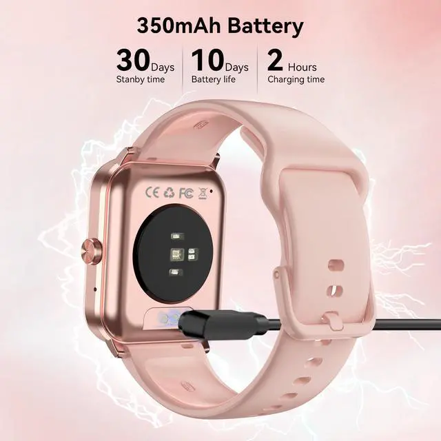 Alt view image 7 of 7 - Smart Watch, 1.85" Smartwatch for Men Women (Answer/Make Call), Heart Rate, Sleep Monitor, Pedometer, Spo2, Activity Tracker, IP68 Waterproof Fitness Watch for Android iOS (Rose Gold)