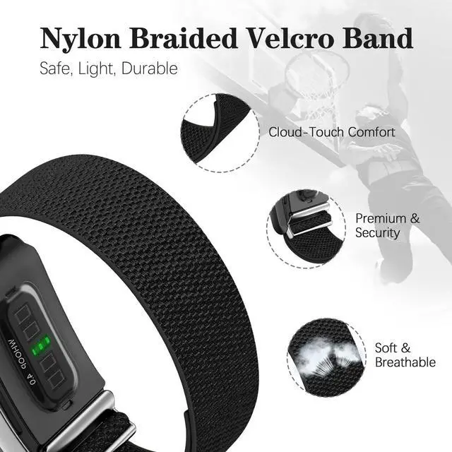 Alt view image 2 of 6 - Nylon Sports Ankle/Bicep Band Compatible with Whoop 5.0 One, Peak and Life,Adjustable Waterproof Replacement Ankle/Bicep Strap for Whoop Band 5.0 Men Women