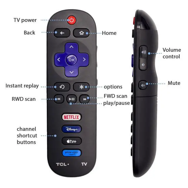 Alt view image 4 of 6 - OEM Replacement Remote Control Compatible with All TCL Roku Smart TVsOnly Works with TCL Roku TV, Not for Roku Stick and Roku Box (Netflix/Disney Plus/Apple TV+ / Prime)