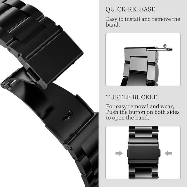 Alt view image 3 of 7 - 22mm Watch Strap Metal for Amazfit Balance/Bip 6/Bip 5 Replacement Band for Amazfit GTR 4/GTR 4 Pro/GTR 3/GTR 3 Pro/GTR 2/GTR 2e/GTR 47mm/Stratos,Stratos 2,2S,3/Pace for Men Women