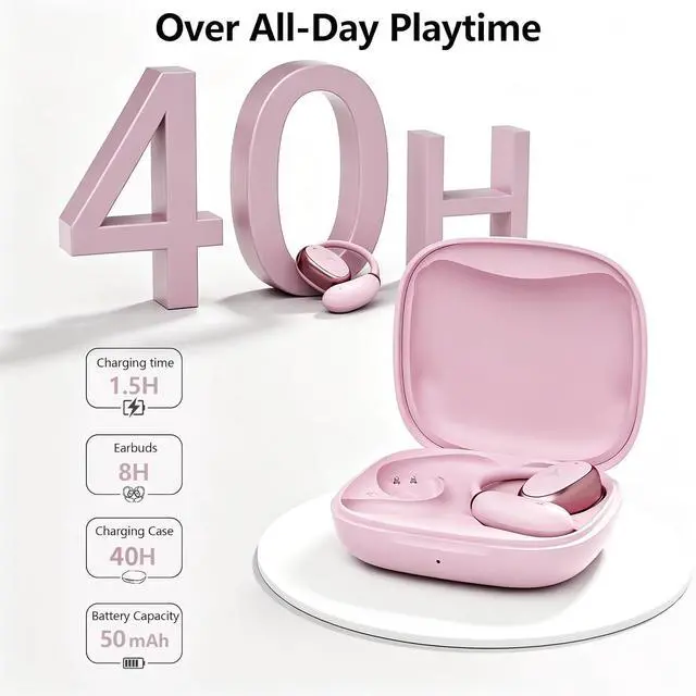 Alt view image 2 of 6 - Wireless Open Sports Ear Earbuds 40H Playtime Waterproof For Gym,Running | 40H Playtime, IPX5 Waterproof, Ultra-Lightweight Earhook Design, ENC Noise Cancelling Mic, For Gym, Running And Daily Use