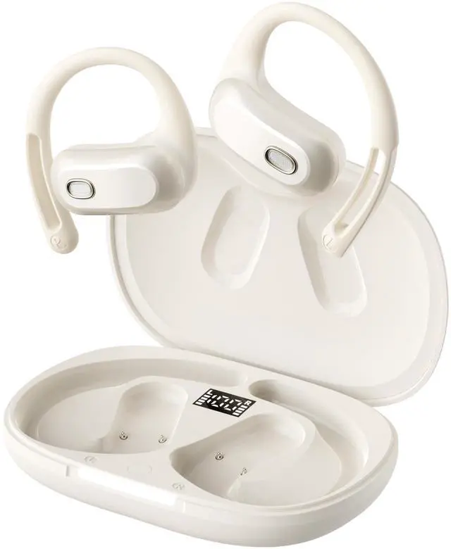 Main image of Open Ear Headphones,Silicone Ear Hanger,360-Degree Panoramic Sound,Air Conduction, LED Display,IPX7 Waterproof, Wireless Earbuds for Meeting, Driving,Traveling (Black)
