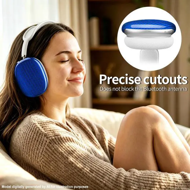 Alt view image 2 of 7 - Case Cover Compatible with AirPods Max Glossy Blue | Glass Fiber Glossy Ear Cups Covers,Hard Protective Anti-Scratch case Compatible with AirPods Max 2/1(Blue)