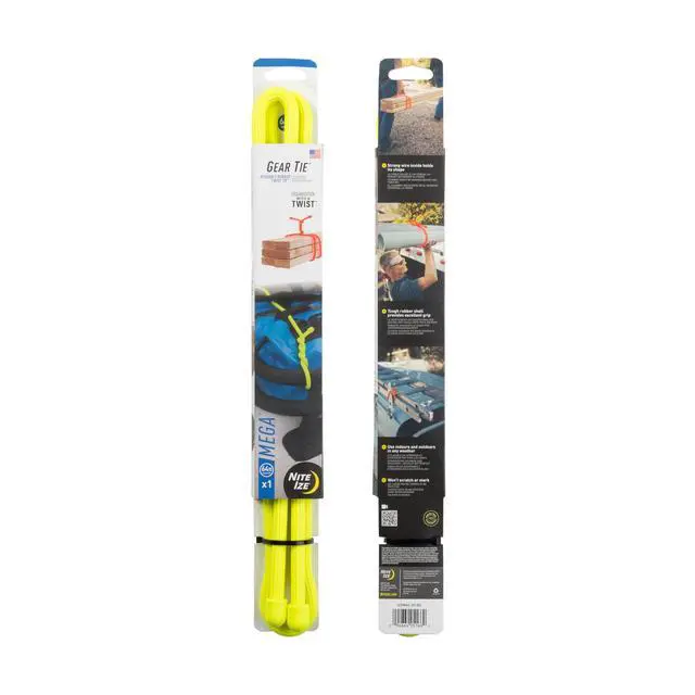 Alt view image 7 of 7 - Inc. GTM64-33-R6 Gear, Original Reusable Rubber Mega-Sized, 2X Bigger + Stronger for Heavy Duty Projects, 64 Inch, Black, Made in The USA Twist Tie, 64", Neon Yellow