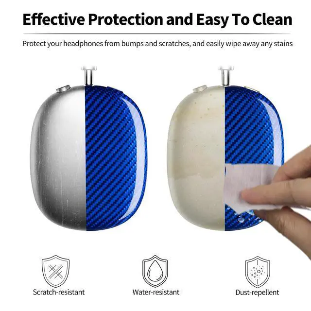 Alt view image 5 of 7 - Case Cover Compatible with AirPods Max Glossy Blue | Glass Fiber Glossy Ear Cups Covers,Hard Protective Anti-Scratch case Compatible with AirPods Max 2/1(Blue)