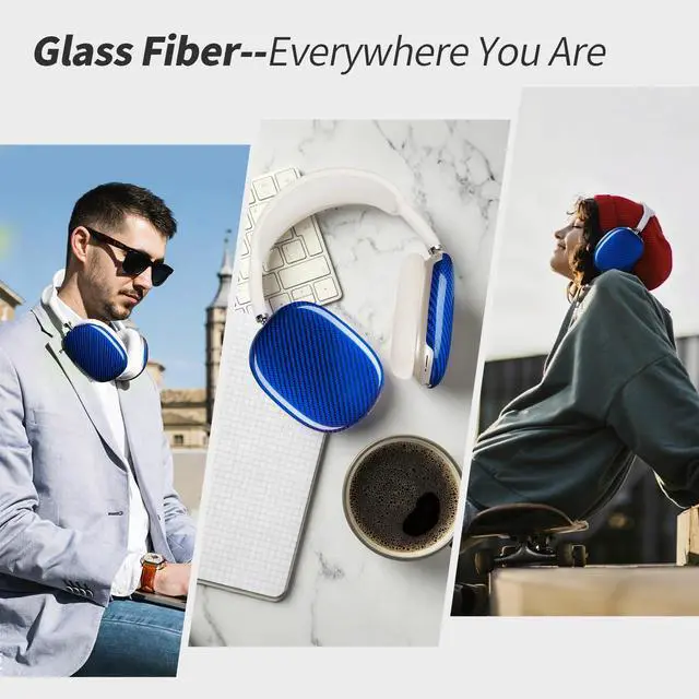 Alt view image 6 of 7 - Case Cover Compatible with AirPods Max Glossy Blue | Glass Fiber Glossy Ear Cups Covers,Hard Protective Anti-Scratch case Compatible with AirPods Max 2/1(Blue)