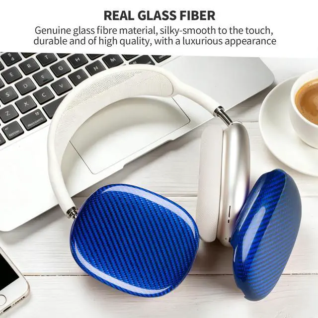 Alt view image 7 of 7 - Case Cover Compatible with AirPods Max Glossy Blue | Glass Fiber Glossy Ear Cups Covers,Hard Protective Anti-Scratch case Compatible with AirPods Max 2/1(Blue)