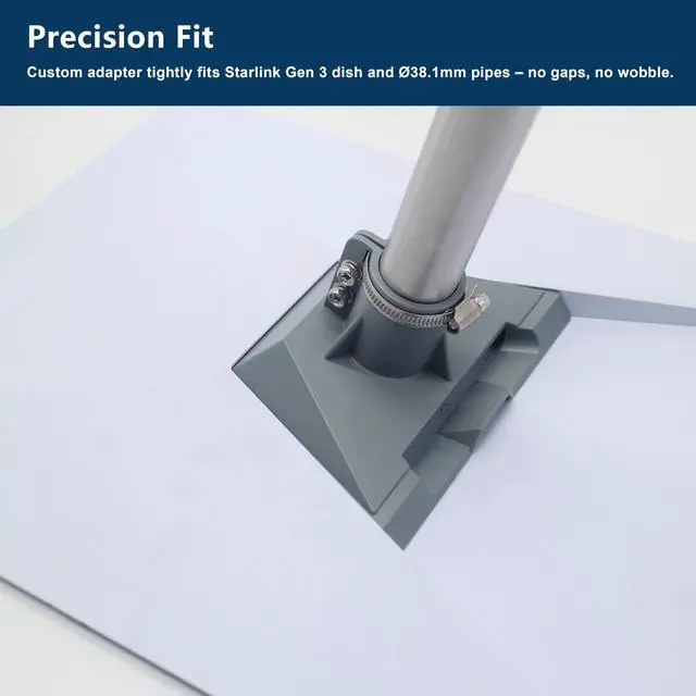 Alt view image 3 of 6 - Starlink Mount Gen 3 Standard Wall Mount with Pipe Adapter 20° Tilted | Stainless Steel Heavy-Duty L-Pole with Hardware Kit