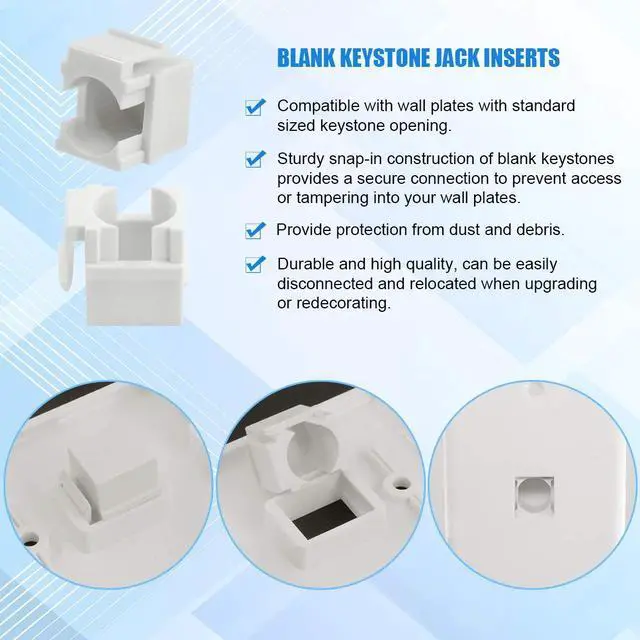 Alt view image 5 of 7 - 30 Pack 1/2/3/4/6 Port White Keystone Wall Plate with Screw and 30Pcs Standard Size Keystone Jack Insert