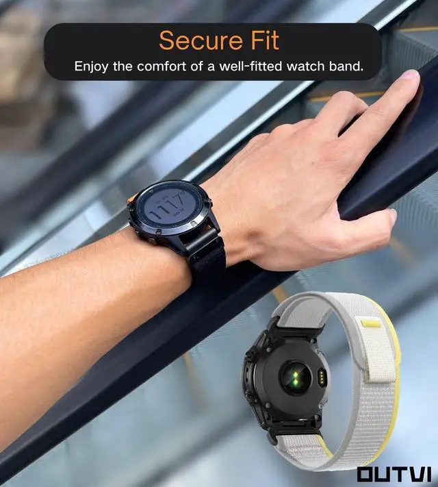 Alt view image 6 of 6 - 26mm watch band for garmin fenix 7x sapphire solar fenix 6x pro solar fenix 5x 3 hr quick release fit Nylon watch strap replacement for garmin epix 2 pro sapphire 51mm Descent MK1/2/2i