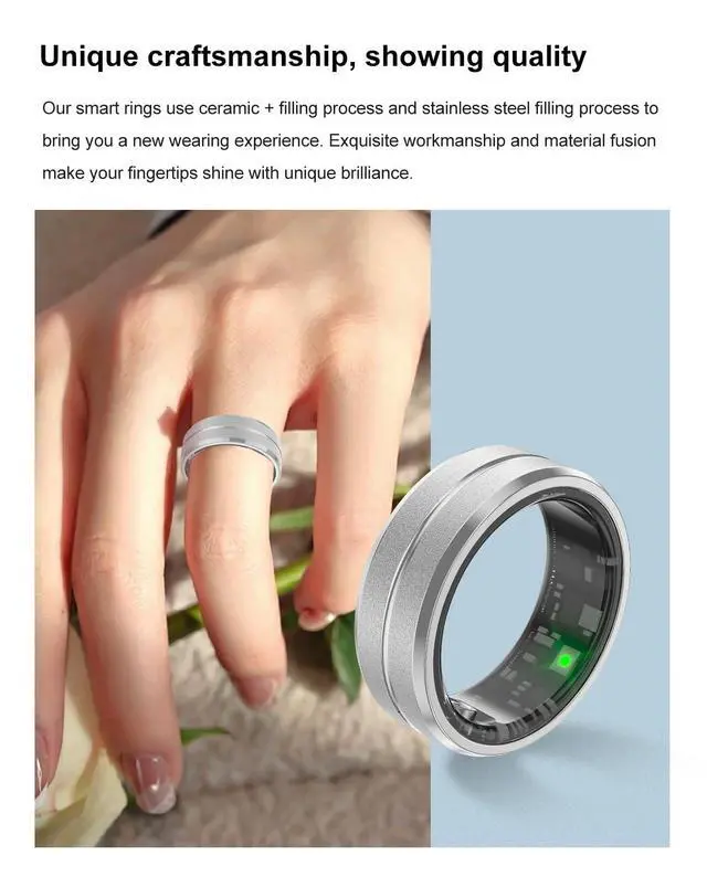 Alt view image 4 of 7 - Smart Ring Fitness Tracker, Sleep & Heart Monitor Size 10 | Heart Rate & Blood Oxygen Monitor & Sleep Monitoring, Remote Selfie Control Ring, Waterproof Smart Rings