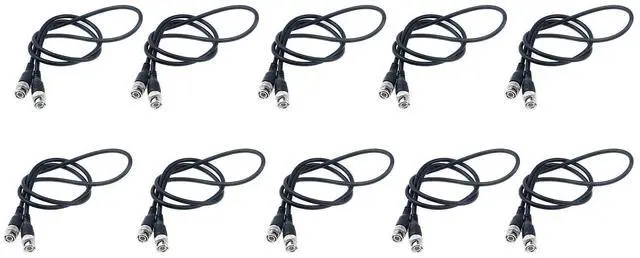 Main image of RG58 3 Feet 50-Ohm BNC Male to BNC Male Coaxial Cable Pack of 10