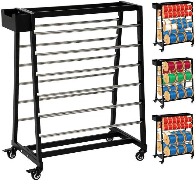 Main image of Wire Spool Rack Heavy-Duty Cable Organizer, 12-Rods Cord Reel with Locking Wheels, 400lb Capacity Cable Caddy & Dispenser for Electrical, Industrial & Retail Use