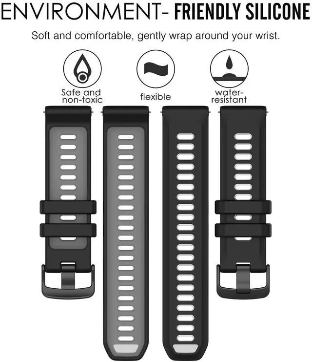 Alt view image 3 of 7 - Band for Garmin Forerunner 970, 22mm Quick Release Silicone Replacement Band for Garmin Forerunner 255/ Venu 3/ Venu 2/ Vivoactive 4 (No Tracker)