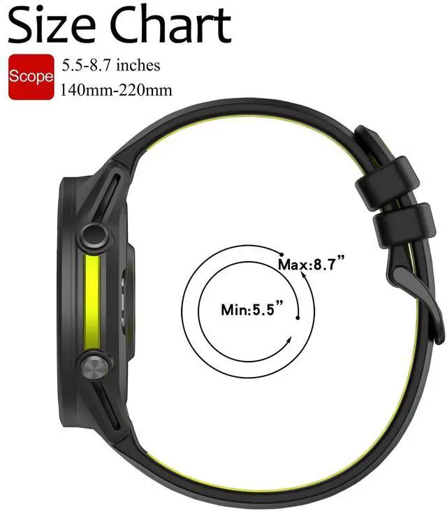 Alt view image 4 of 7 - Band for Garmin Forerunner 970, 22mm Quick Release Silicone Replacement Band for Garmin Forerunner 255/ Venu 3/ Venu 2/ Vivoactive 4 (No Tracker)