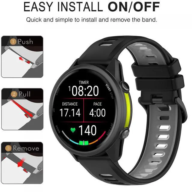 Alt view image 7 of 7 - Band for Garmin Forerunner 970, 22mm Quick Release Silicone Replacement Band for Garmin Forerunner 255/ Venu 3/ Venu 2/ Vivoactive 4 (No Tracker)