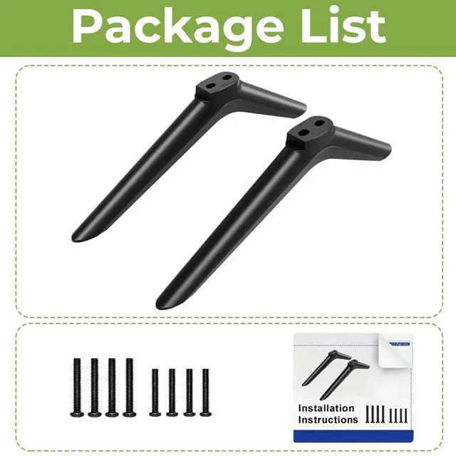 Alt view image 7 of 7 - TV Stand for Hisense TV Legs, for Hisense 32" 40" 43" TV 32H4030F1 32H4F 40H5590F 40H4F 40H3F9 40H4030F1 40H4030F 43H4F 43H4030F 43H4030F1 TV Stand Legs with Screws, Easy to Install, Black