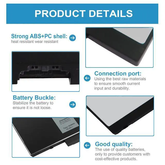 Alt view image 5 of 7 - New 68Wh 3HWPP 03HWPP Battery for Dell inspiron 15 7000 7506 7706 2-in-1 | Latitude 14 5410 5510 5501 5511 5401 E5401 5411 Precision 3541 3550 3551 10X1J 010X1J 3PCVM JG75F N2NLL T6DC2 YPVX3 1VY7F