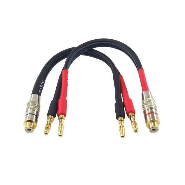 Alt view image 2 of 6 - RCA to Flex Pin Banana Plug Adapter 6 inches Flex Pin Banana Plugs to Female RCA Audio Cable 2Pack (4mm Banana Plug to RCA)