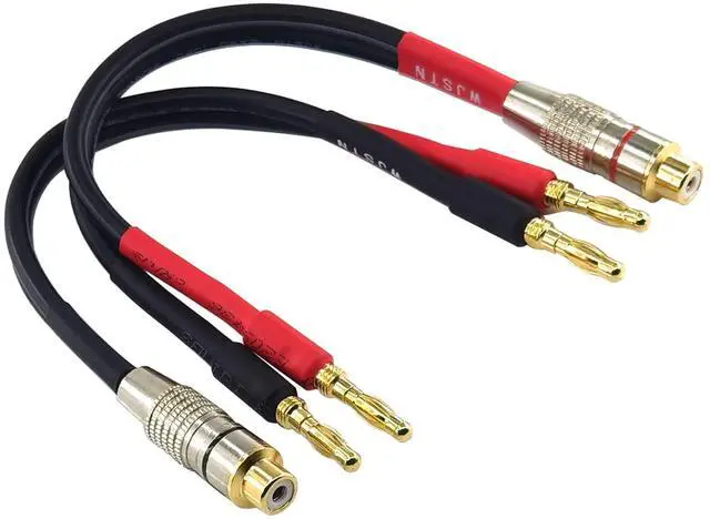 Main image of RCA to Flex Pin Banana Plug Adapter 6 inches Flex Pin Banana Plugs to Female RCA Audio Cable 2Pack (4mm Banana Plug to RCA)