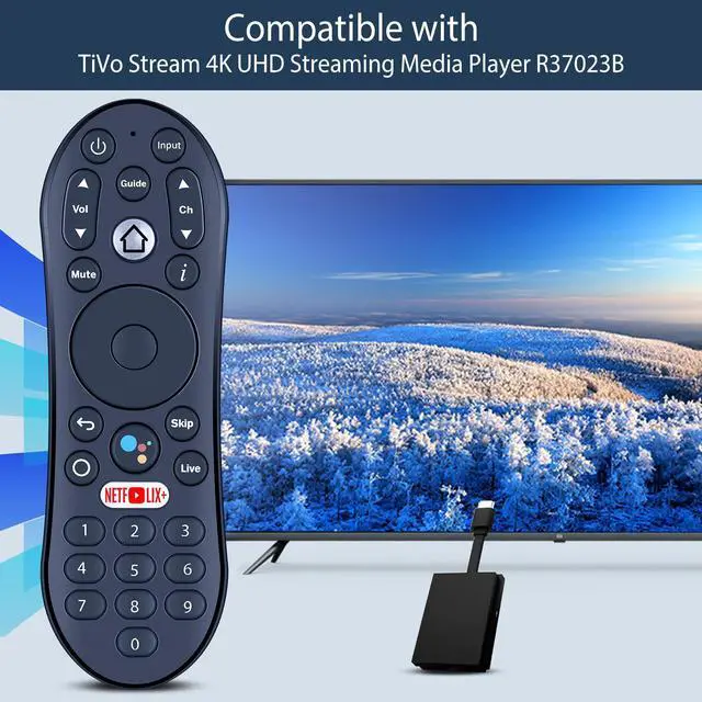 Alt view image 2 of 7 - New Replacement Remote Control with Google-Assistant Voice Compatible with TiVo Stream 4K UHD Streaming Media Player R37023B