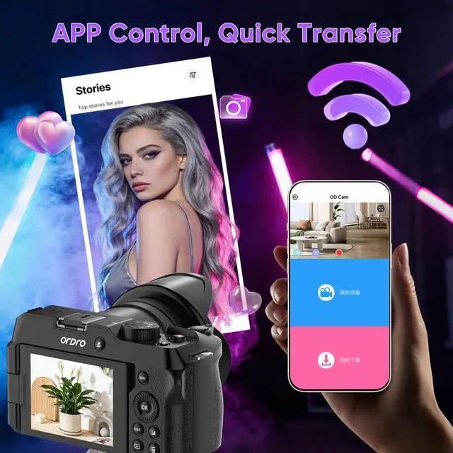 Alt view image 5 of 7 - 5K Digital Camera for Photography, 80MP Autofocus Vlogging Camera for YouTube with 270° Flip Screen, 18X Zoom Travel Video Camcorder for Beginners (32GB Card + Lens Hood)