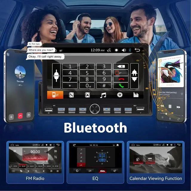 Alt view image 3 of 6 - Single Din Car Radio with Bluetooth, 7'' Touch Screen Car Radio, FM Radio, Mirror Link, EQ, Share Same Video, USB/Type-C, SWC, Support U Disk, AUX, SD Card+ Camera,Color Backlight Settings