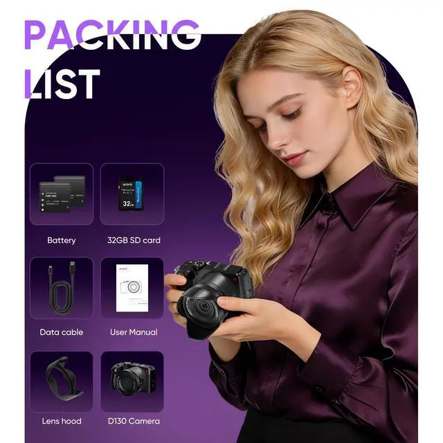 Alt view image 6 of 7 - 5K Digital Camera for Photography, 80MP Autofocus Vlogging Camera for YouTube with 270° Flip Screen, 18X Zoom Travel Video Camcorder for Beginners (32GB Card + Lens Hood)