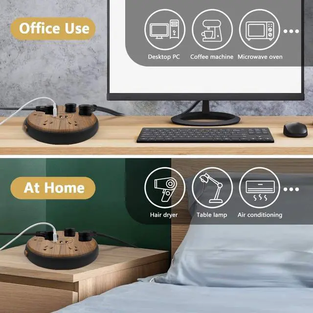 Alt view image 6 of 7 - Power Strip Surge Protector 6 AC outlets with USB and USB-C PD 20W Fast Charging 15A 1875W high Power Output Widely Spaced Multi outlets Circuit Breaker Safeguard for Home,Office, Dorm Room