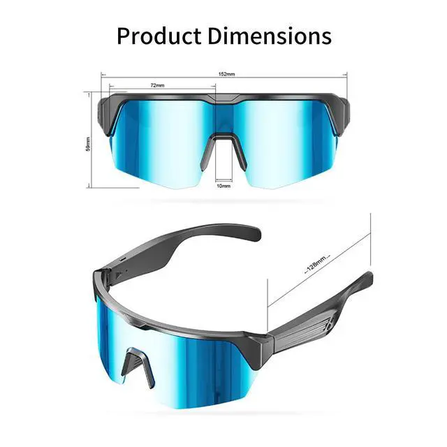 Alt view image 2 of 7 - Bluetooth Sunglasses for Men & Women, Smart Audio Glasses with Speakers | UV400 Cycling Running Glasses for Outdoor Sports, Touch Control & Hands-Free Calls (Blue)