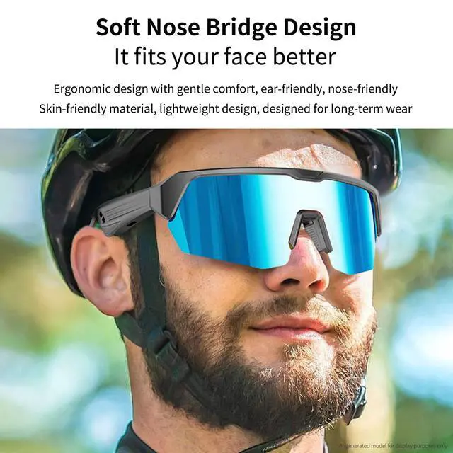 Alt view image 3 of 7 - Bluetooth Sunglasses for Men & Women, Smart Audio Glasses with Speakers | UV400 Cycling Running Glasses for Outdoor Sports, Touch Control & Hands-Free Calls (Blue)