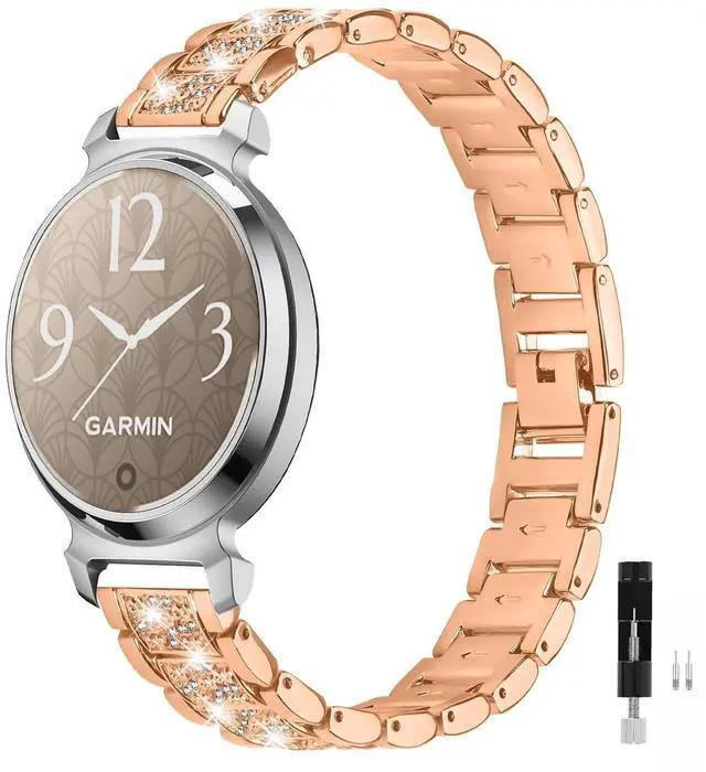 Main image of Stainless Steel Watch Band Compatible with Garmin Lily 2/Lily 2 Active, Elegant Metal Link Replacement Strap Bracelet with Resizing Tool, Jewelry Wristband Accessories for Women Girls