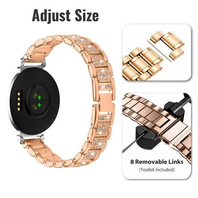 Alt view image 4 of 6 - Stainless Steel Watch Band Compatible with Garmin Lily 2/Lily 2 Active, Elegant Metal Link Replacement Strap Bracelet with Resizing Tool, Jewelry Wristband Accessories for Women Girls