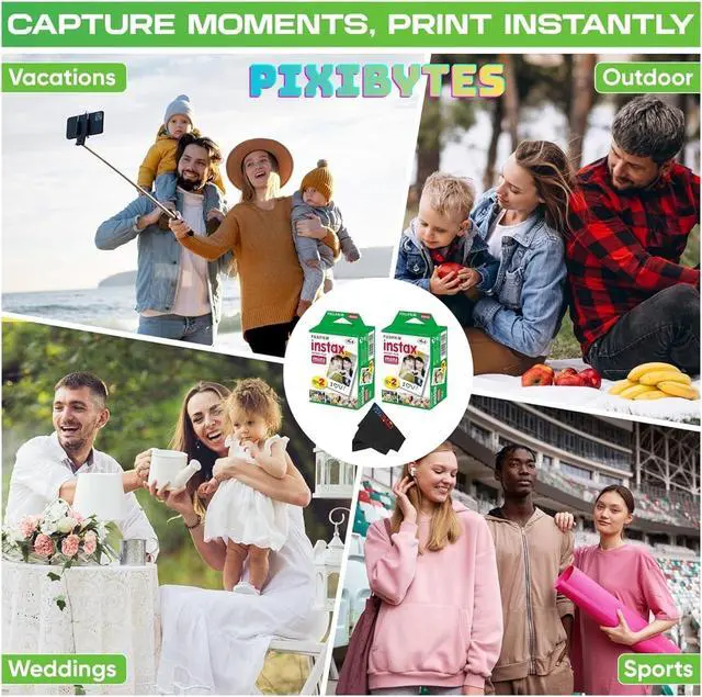 Alt view image 4 of 7 - Instax Mini Instant Film for Mini Cameras, White, Credit Card Size with Free Bonus Cap Keeper - (3 x Twin Packs)