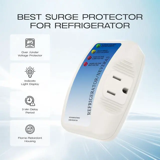 Alt view image 2 of 7 - Refrigerator Surge Protector, Home Appliance Single Outlet Power Strip Surge Protector Voltage Brownout Outlet Suitable for PC/TV/Refrigerator 120V 15A(1 Pack)