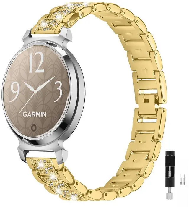 Main image of Stainless Steel Watch Band Compatible with Garmin Lily 2/Lily 2 Active, Elegant Metal Link Replacement Strap Bracelet with Resizing Tool, Jewelry Wristband Accessories for Women Girls