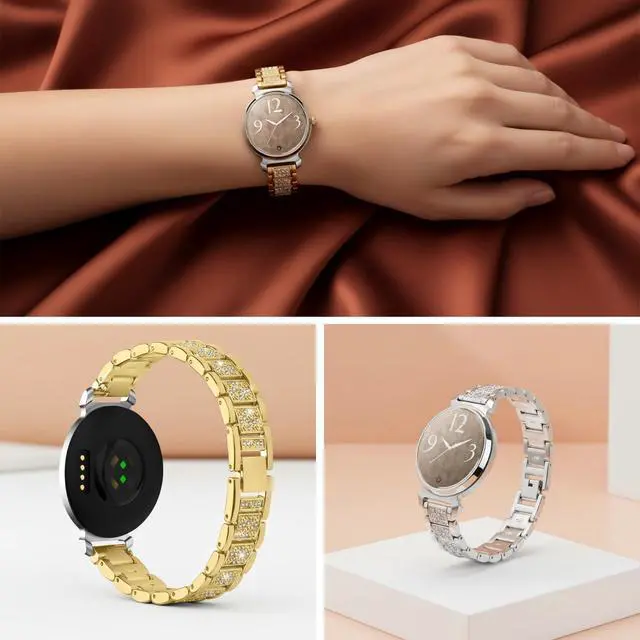 Alt view image 2 of 6 - Stainless Steel Watch Band Compatible with Garmin Lily 2/Lily 2 Active, Elegant Metal Link Replacement Strap Bracelet with Resizing Tool, Jewelry Wristband Accessories for Women Girls