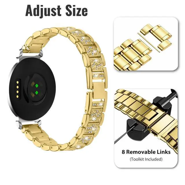 Alt view image 4 of 6 - Stainless Steel Watch Band Compatible with Garmin Lily 2/Lily 2 Active, Elegant Metal Link Replacement Strap Bracelet with Resizing Tool, Jewelry Wristband Accessories for Women Girls