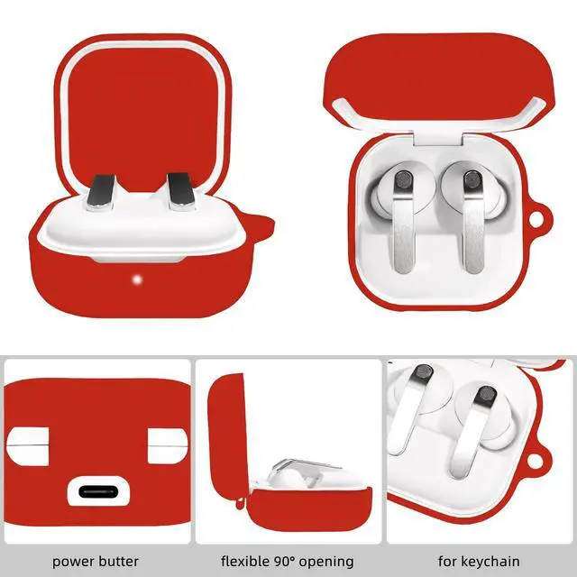 Alt view image 2 of 7 - Compatible with Samsung Galaxy Buds 4 Pro and Galaxy Buds 4 (2026), Soft Silicone Case with Gold Heart Pattern with Cute Butterfly Keychain for Girls Women (Red)