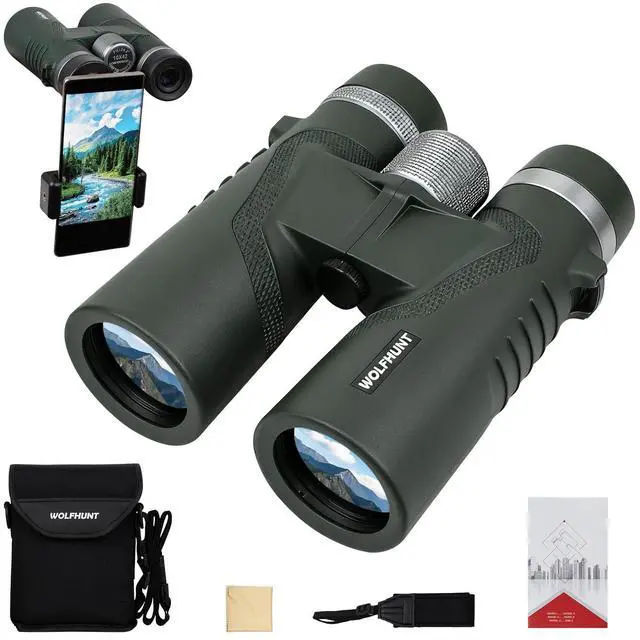 Main image of 12x42 10x42 Optics Binoculars, IPX7 High Power Bino, BAK-4 Prism FMC Lens, Waterproof, Nitrogen-Filled Fogproof Binoculars for Bird Watching, Hunting, Travel (OD Green, 10x)